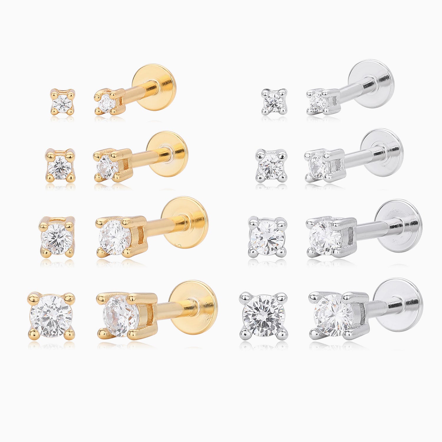 Single Mini Diamond Solitaire Stud Earring - Silver