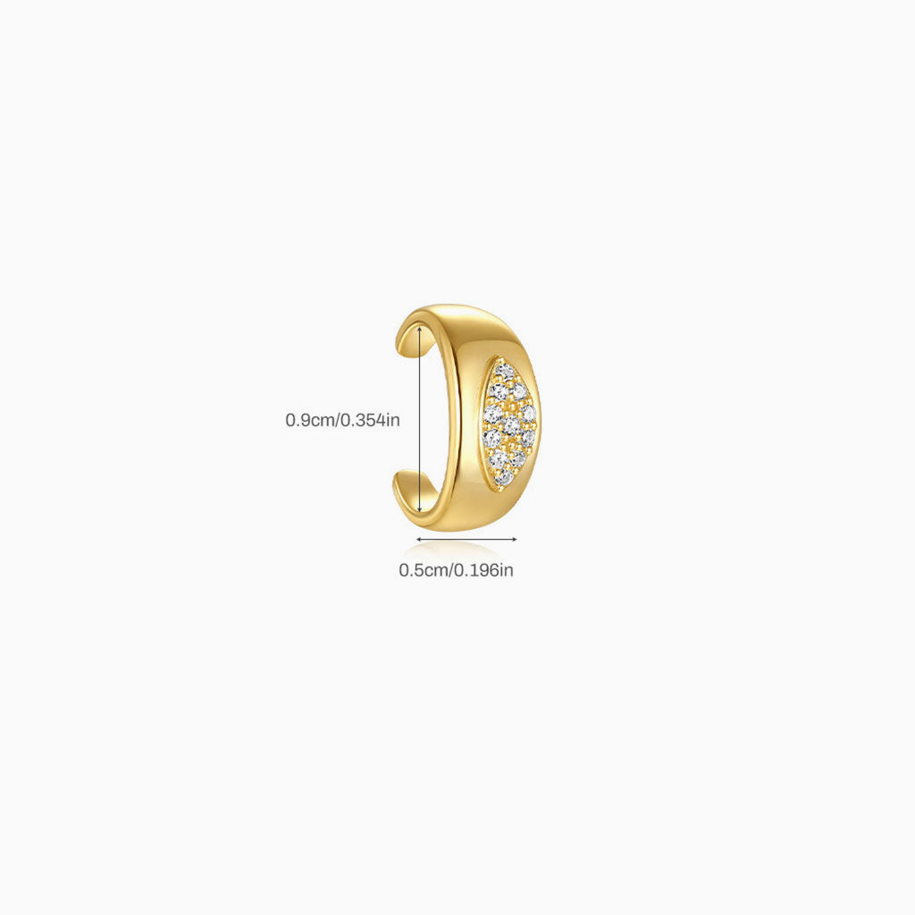 Single Pave C Hoop Ear Cuff Earring - Gold