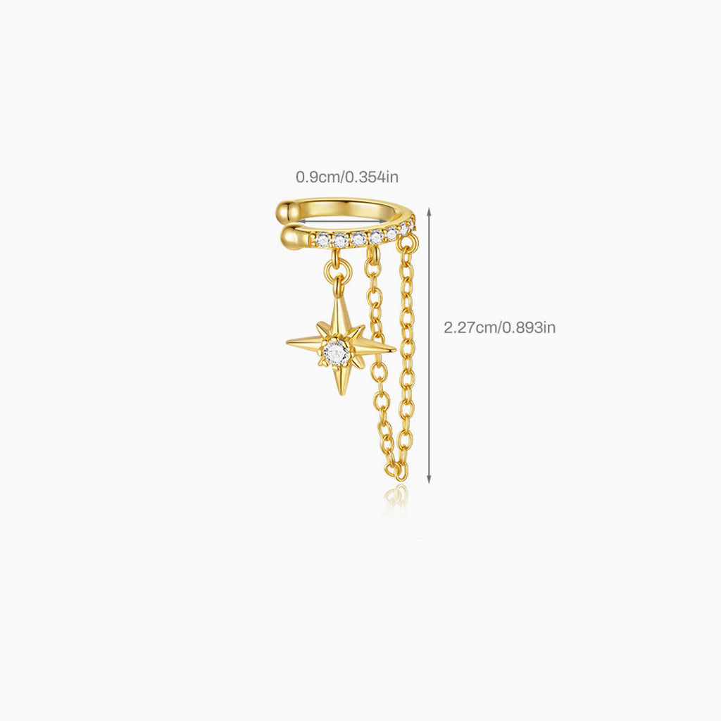 Single Pave Northstar Ear Cuff Earring - Gold