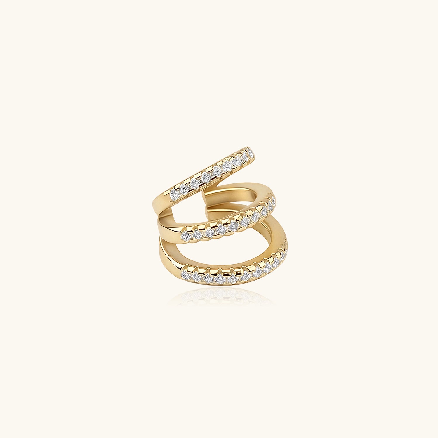 Single Triple Illusion Ear Cuff Earring - Gold