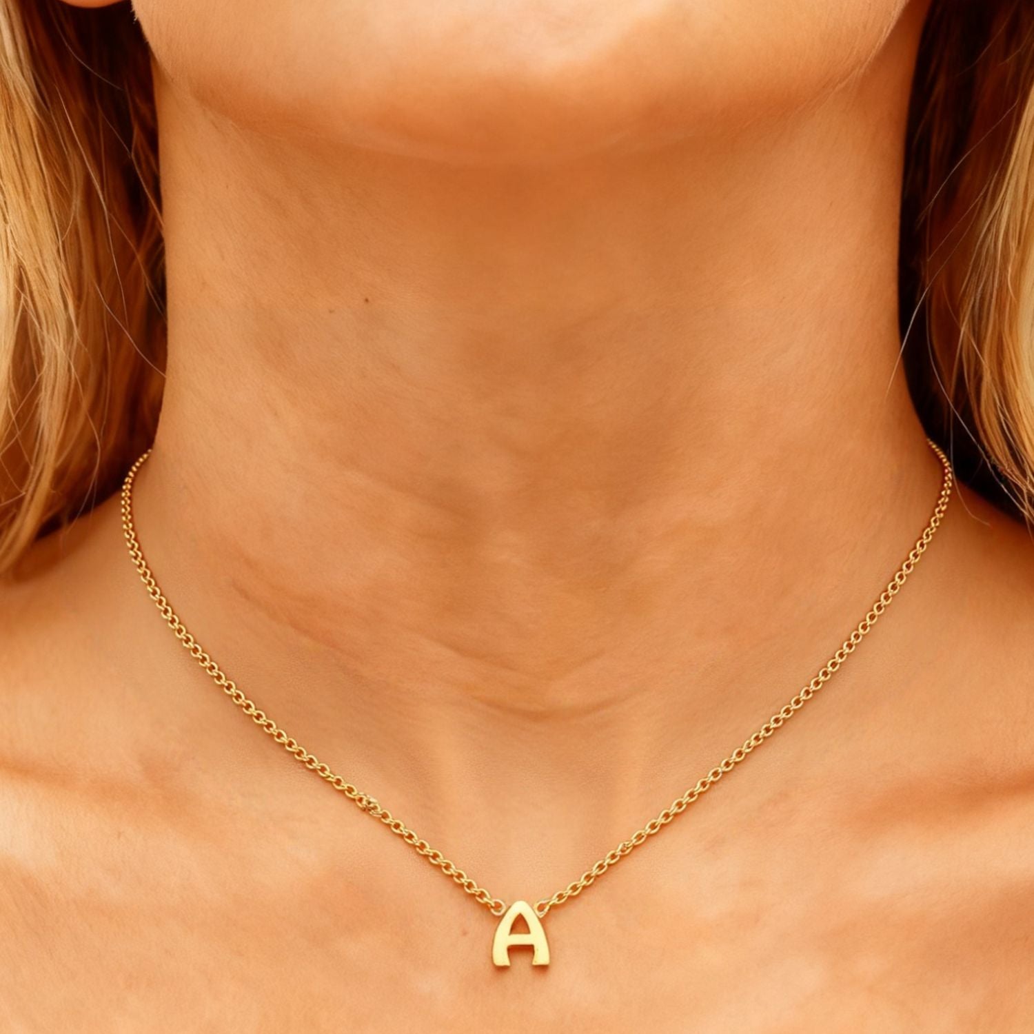 Sliding Mini Initial Necklace - Gold