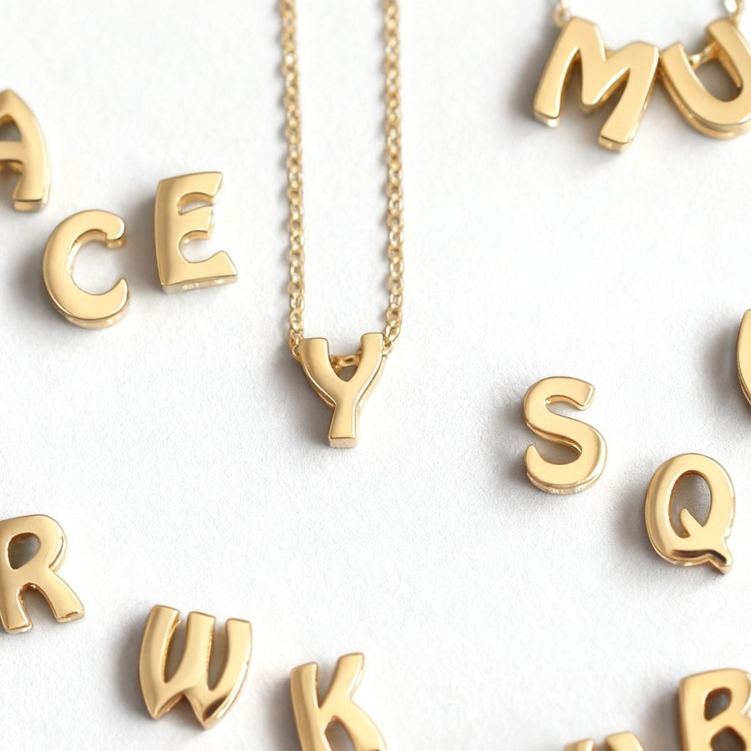 Sliding Mini Initial Necklace - Gold