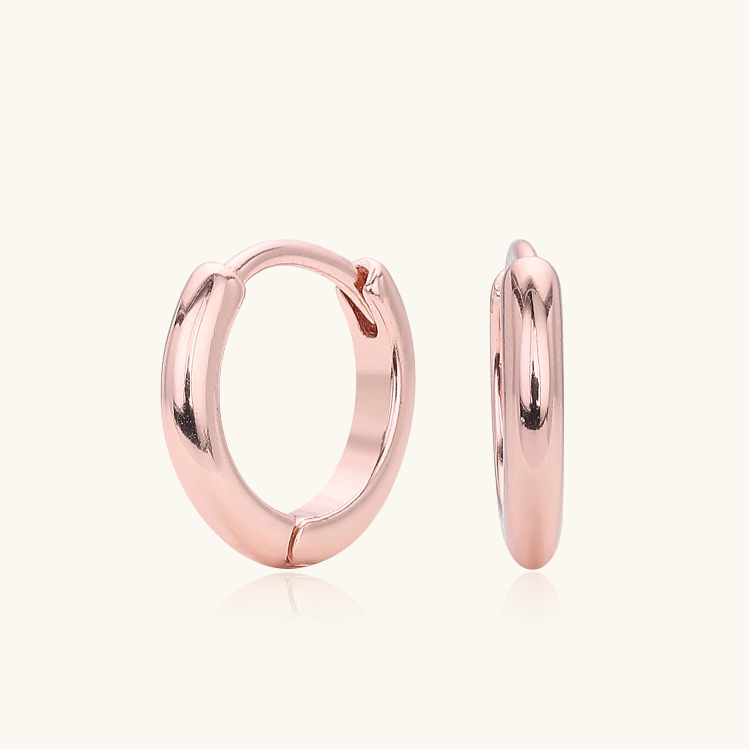 Slim Huggie Hoop Earrings - Rose Gold
