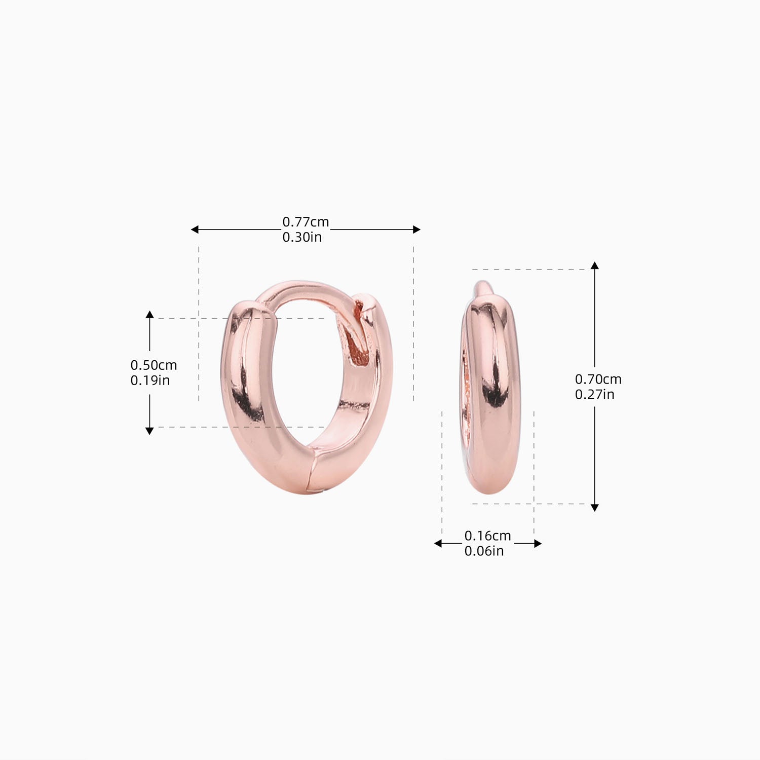 Slim Huggie Hoop Earrings - Rose Gold