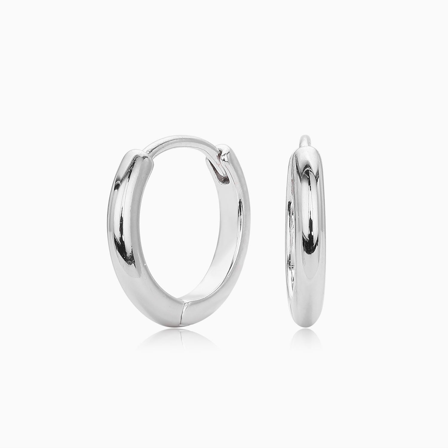Slim Huggie Hoop Earrings - Silver