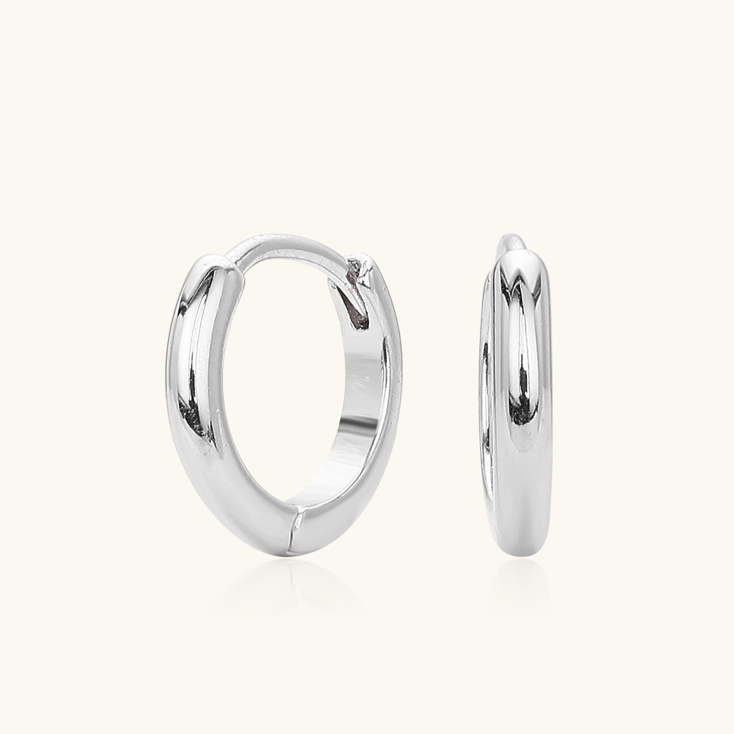 Slim Huggie Hoop Earrings - Silver