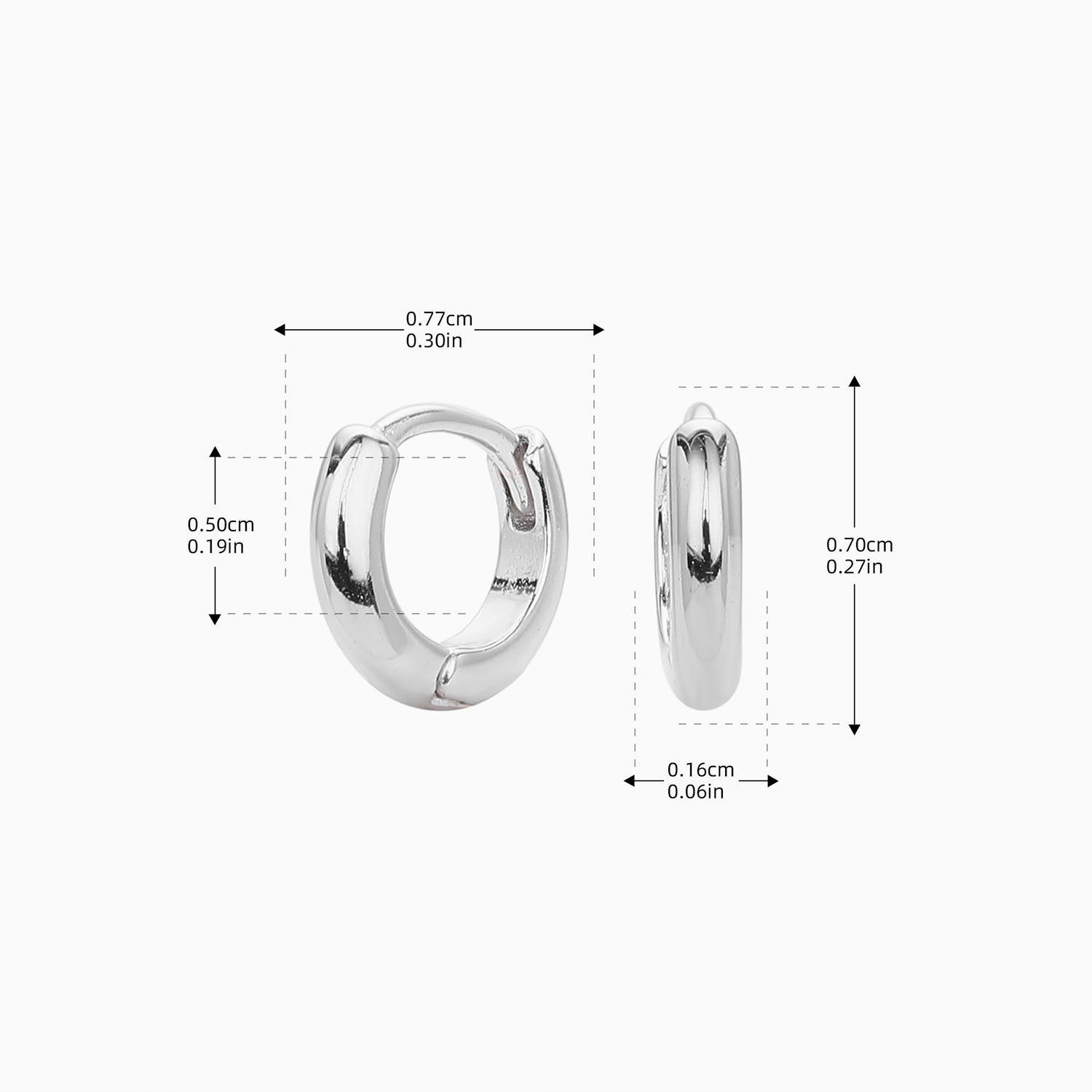 Slim Huggie Hoop Earrings - Silver