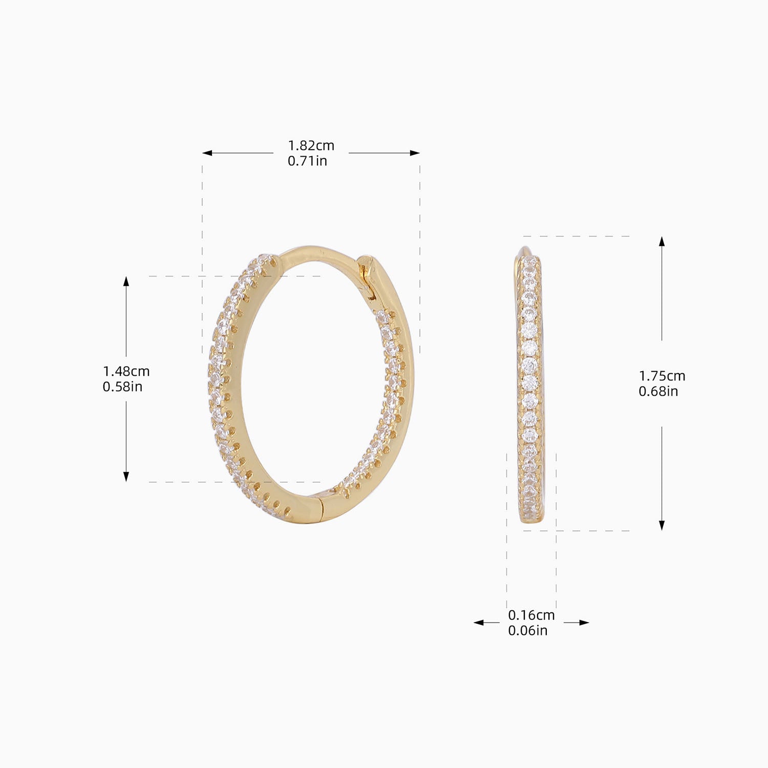 Slim Inside Out Pave Hoop Earrings - Gold