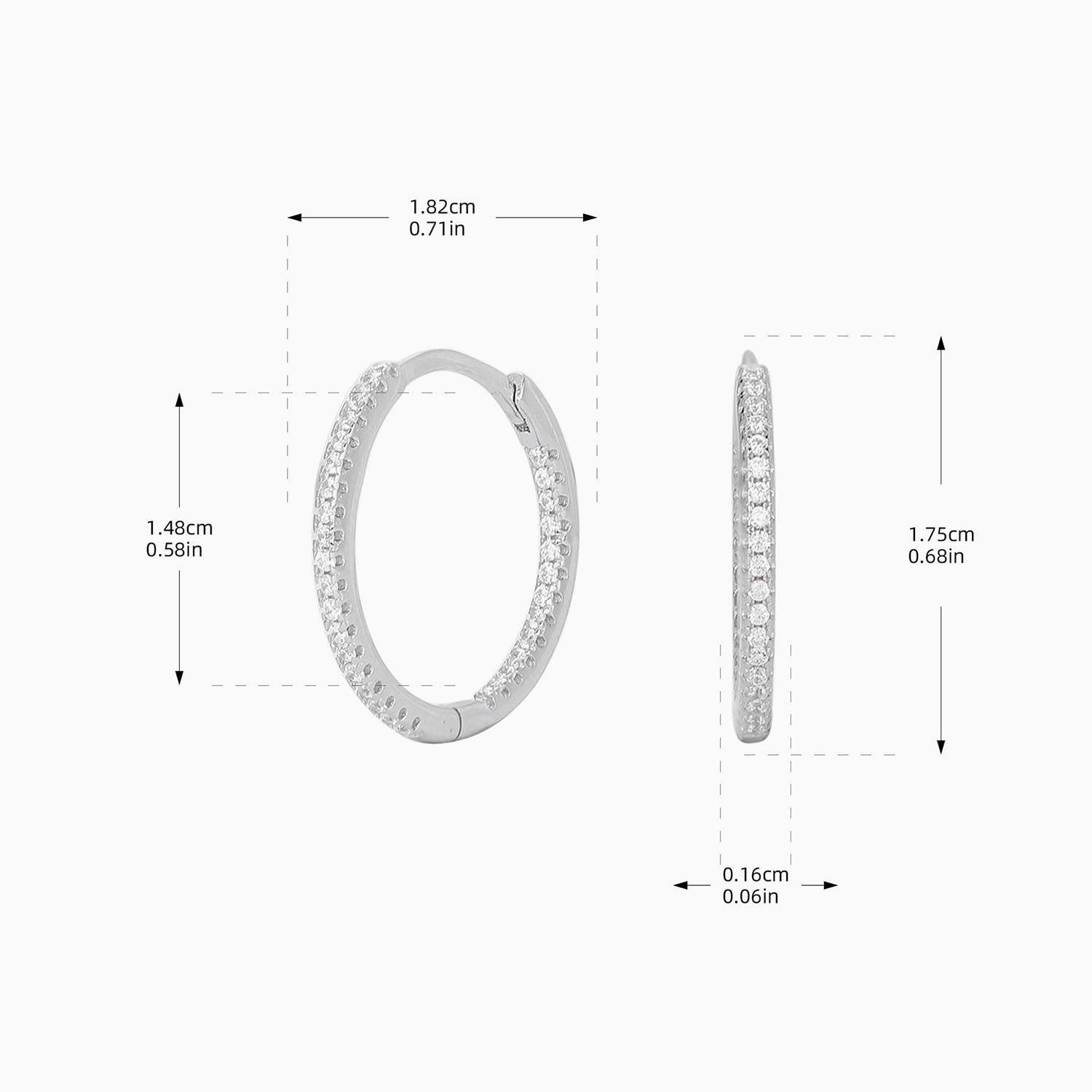 Slim Inside Out Pave Hoop Earrings - Silver