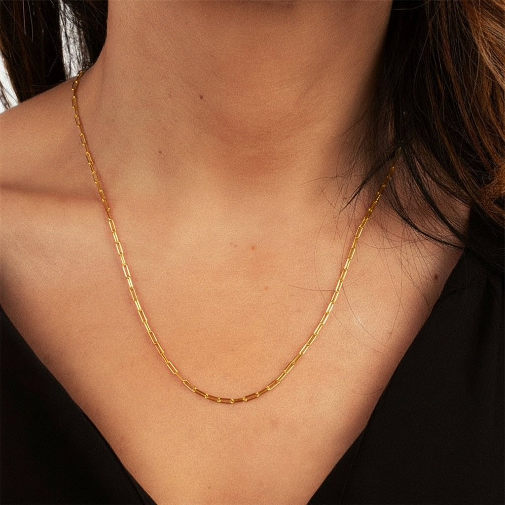 Slim Paperclip Necklace - Gold
