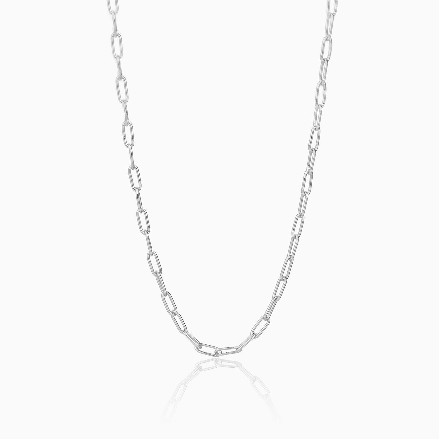 Slim Paperclip Necklace - Silver