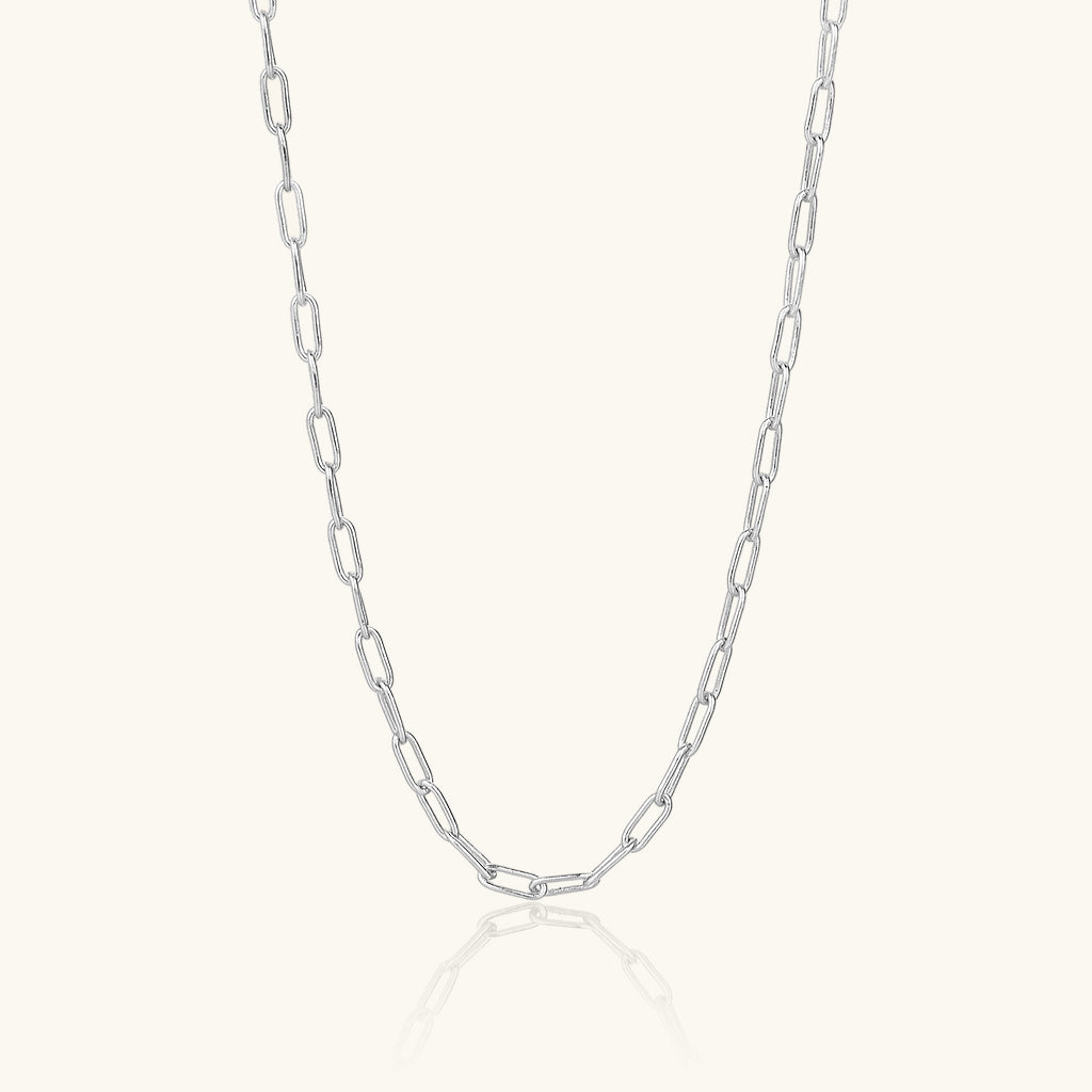 Slim Paperclip Necklace - Silver