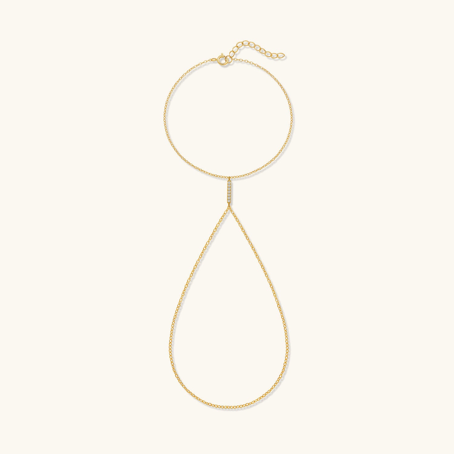Slim Pavé Bar Hand Chain Bracelet - Gold