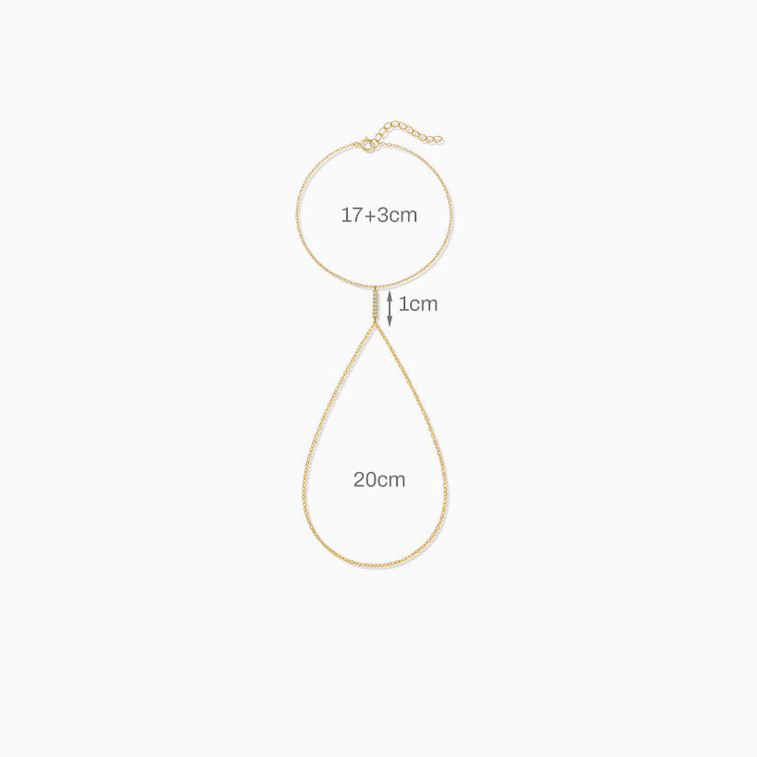 Slim Pavé Bar Hand Chain Bracelet - Gold
