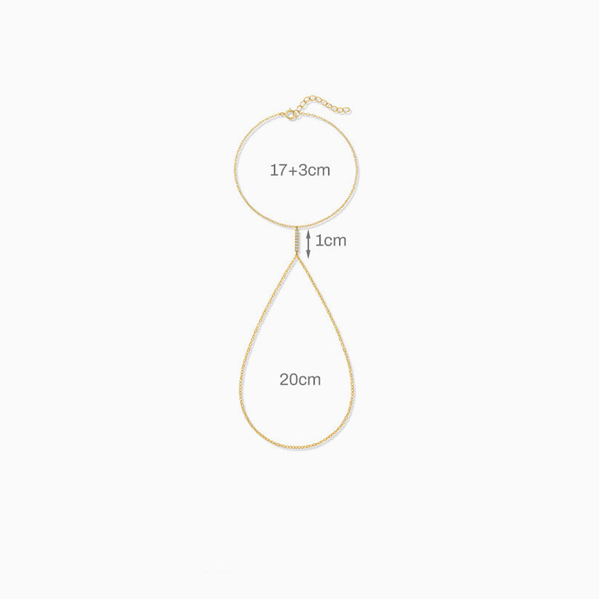 Slim Pavé Bar Hand Chain Bracelet - Gold