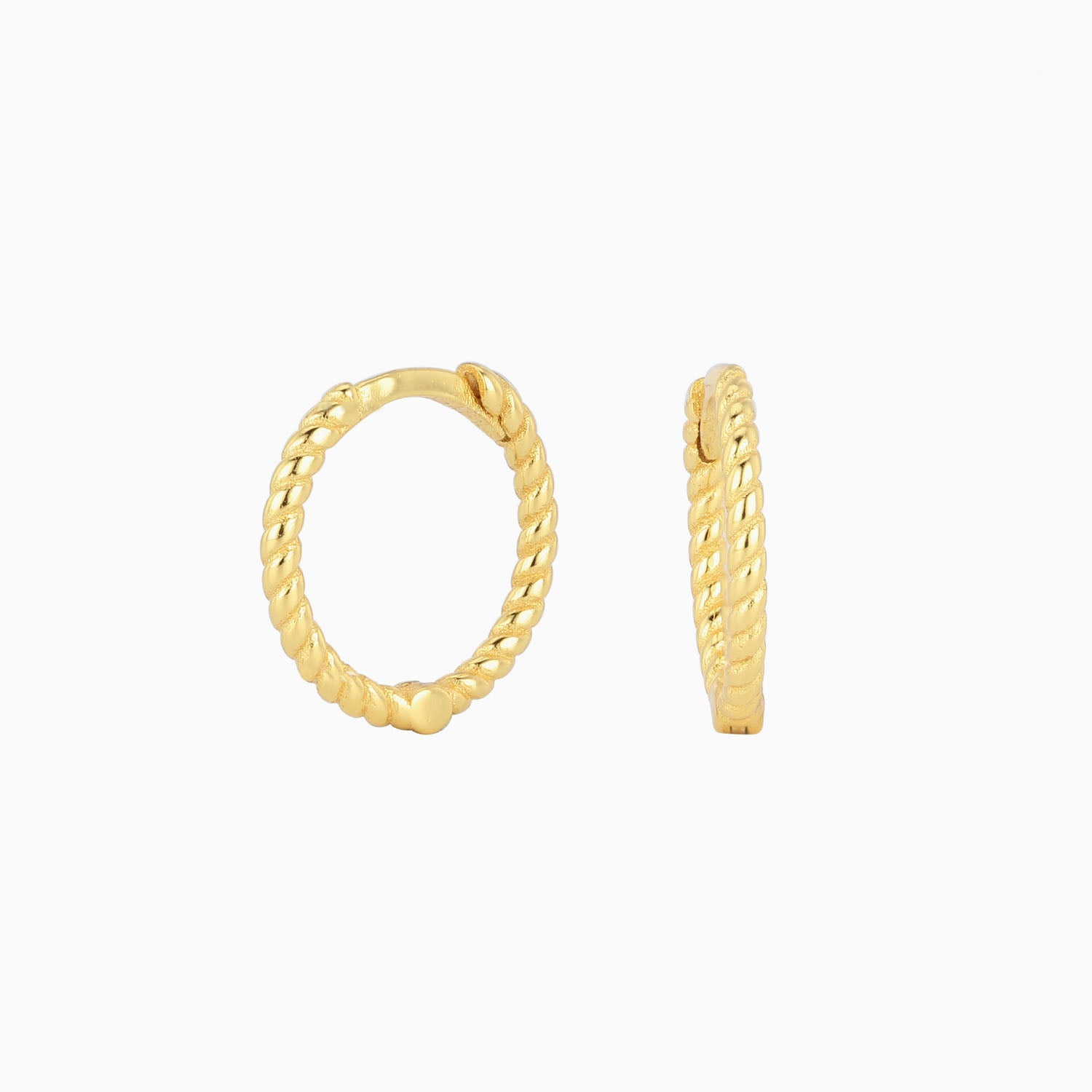 Slim Twisted Huggie Hoop Earrings - Gold