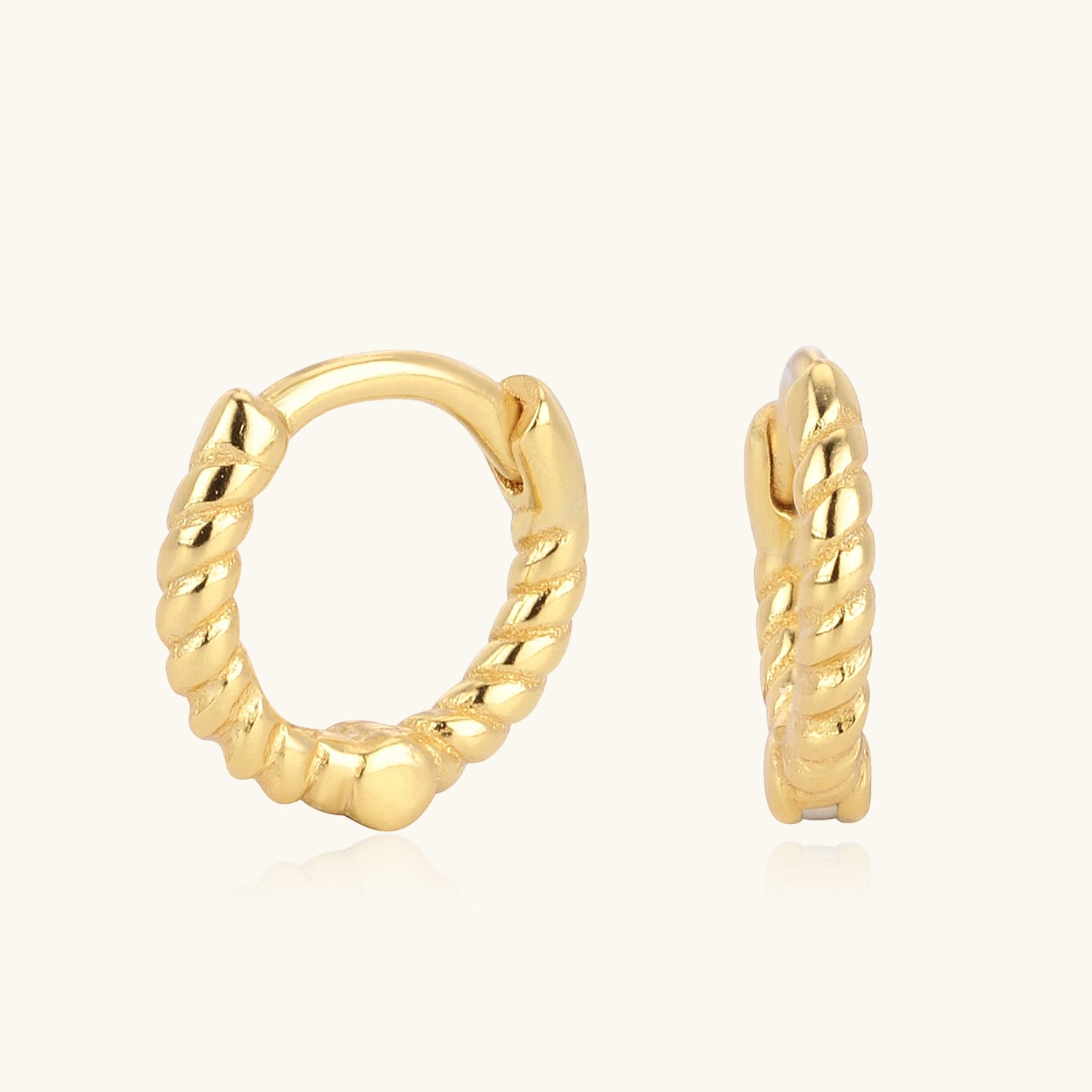 Slim Twisted Huggie Hoop Earrings - Gold