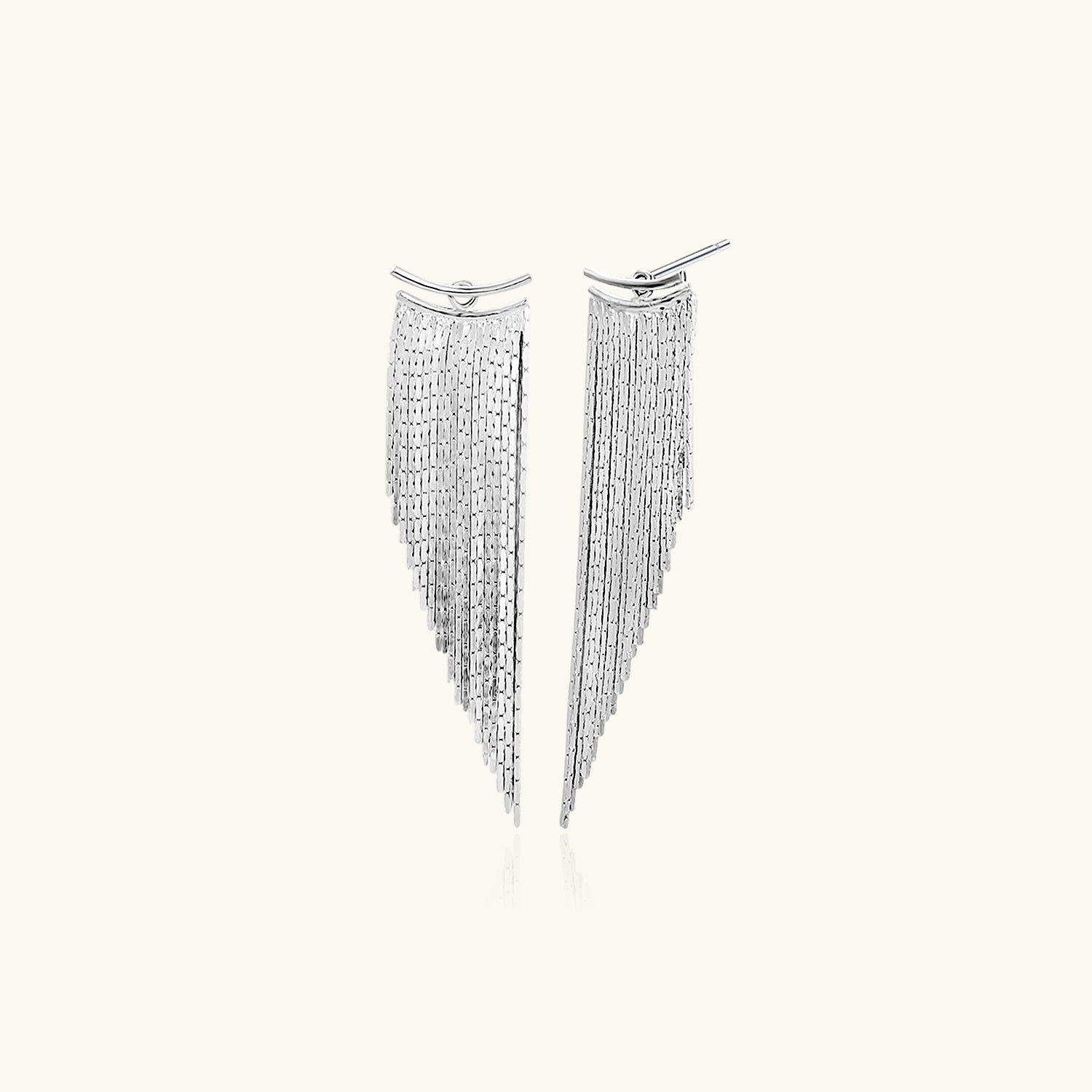 Smile Bar Fringe Illusion Earrings - Silver