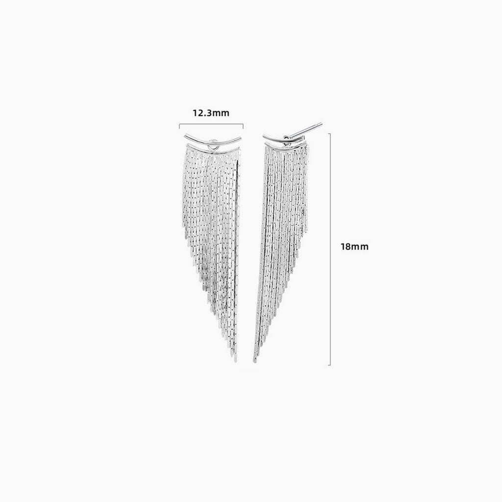 Smile Bar Fringe Illusion Earrings - Silver