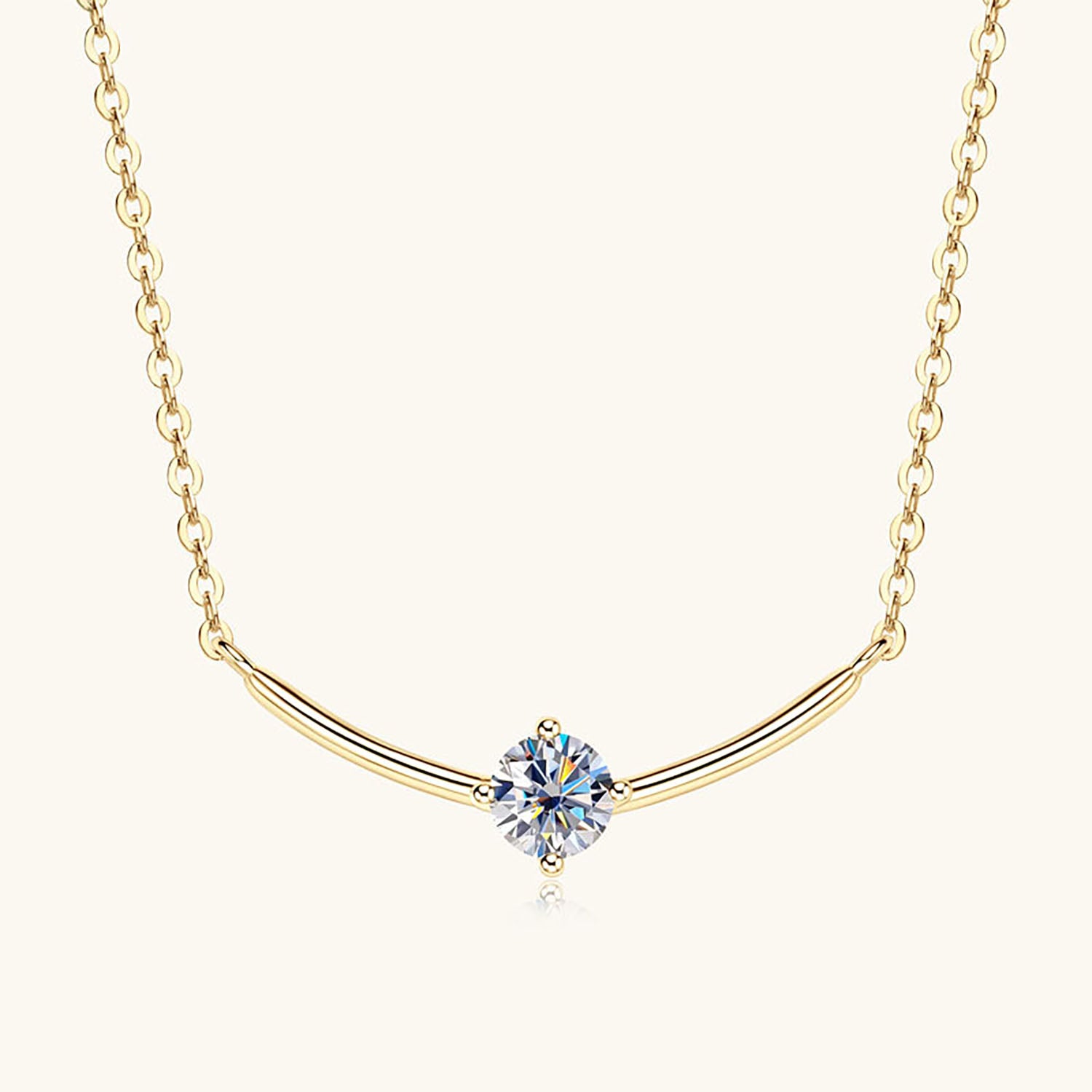 Smile Bar Solitaire Moissanite Necklace - Gold