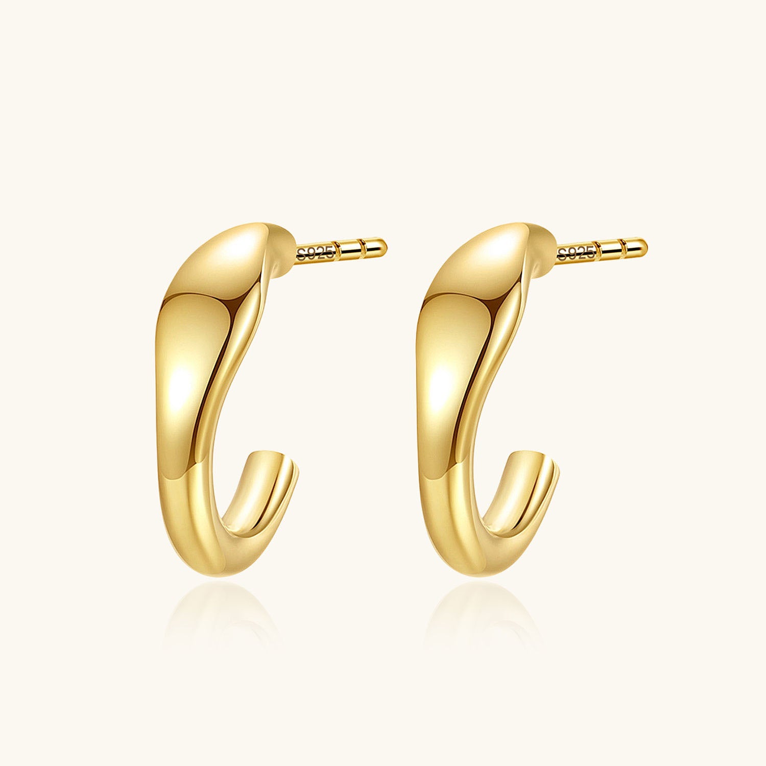 Snake C Hoop Earrings - Gold
