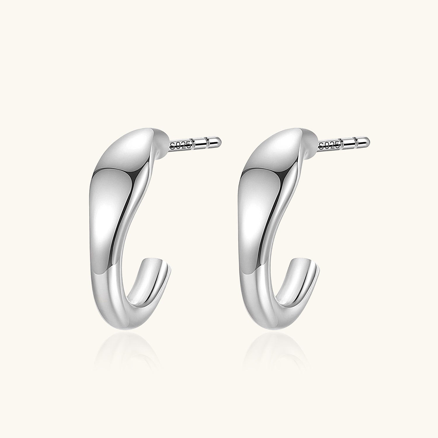 Snake C Hoop Earrings - Silver