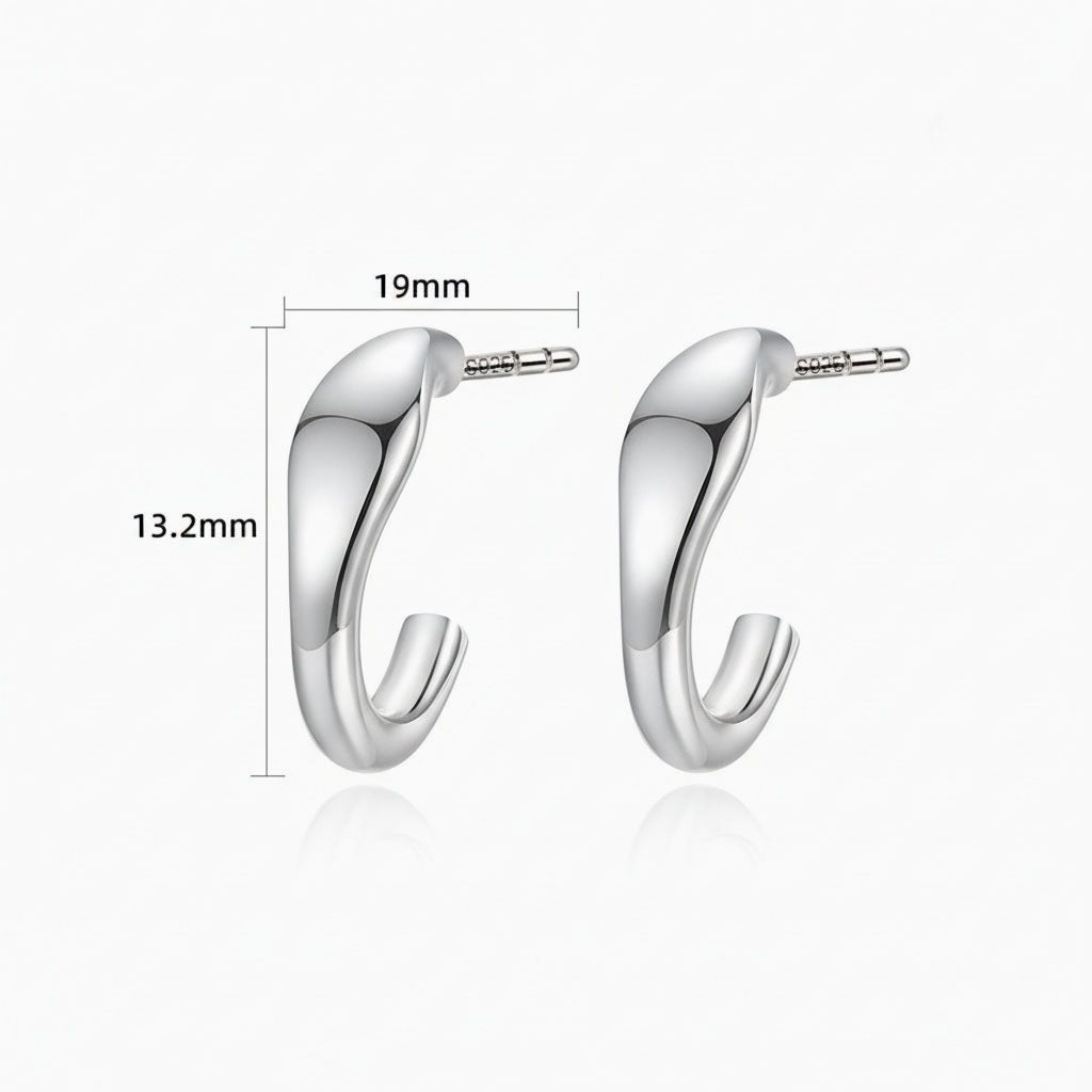 Snake C Hoop Earrings - Silver