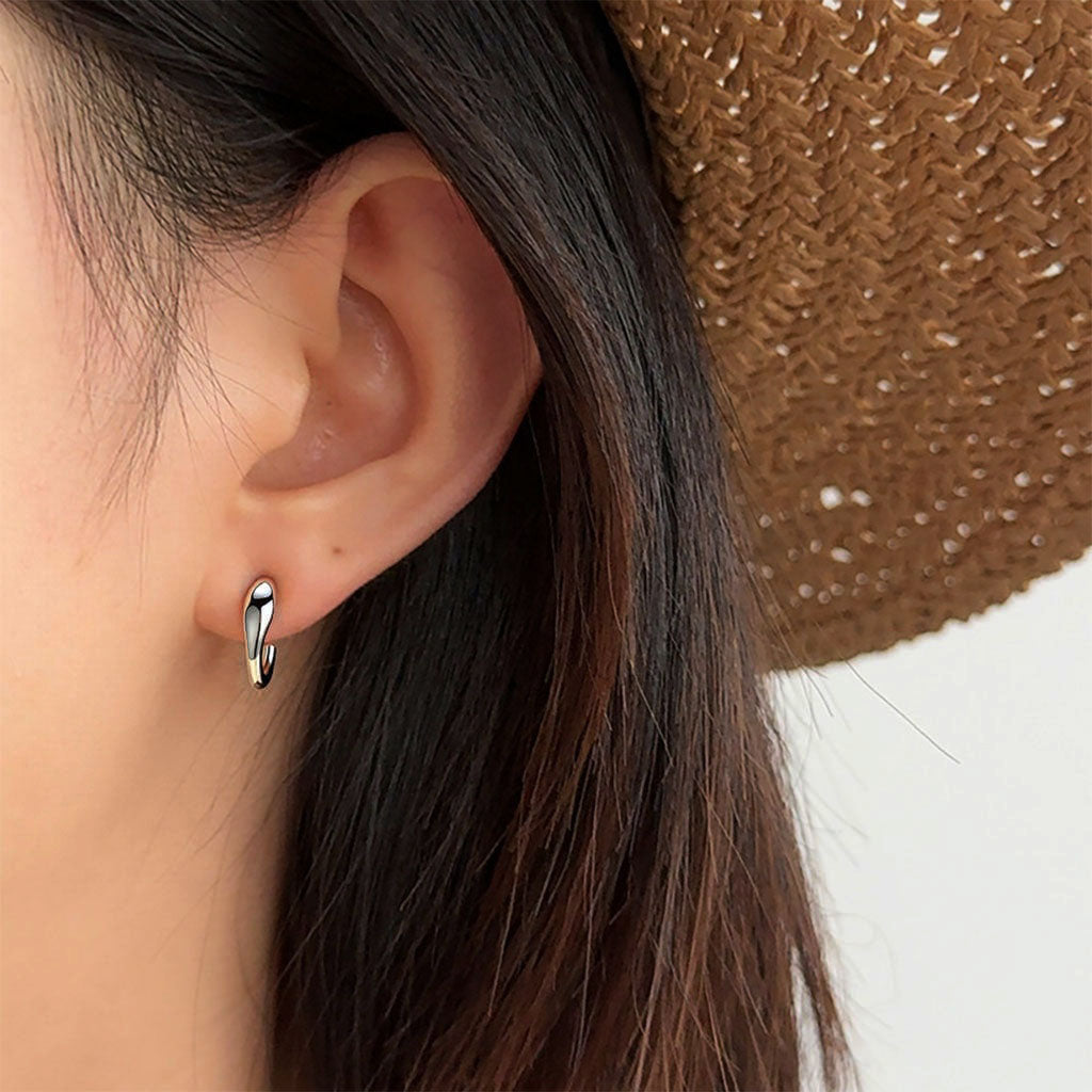 Snake C Hoop Earrings - Silver