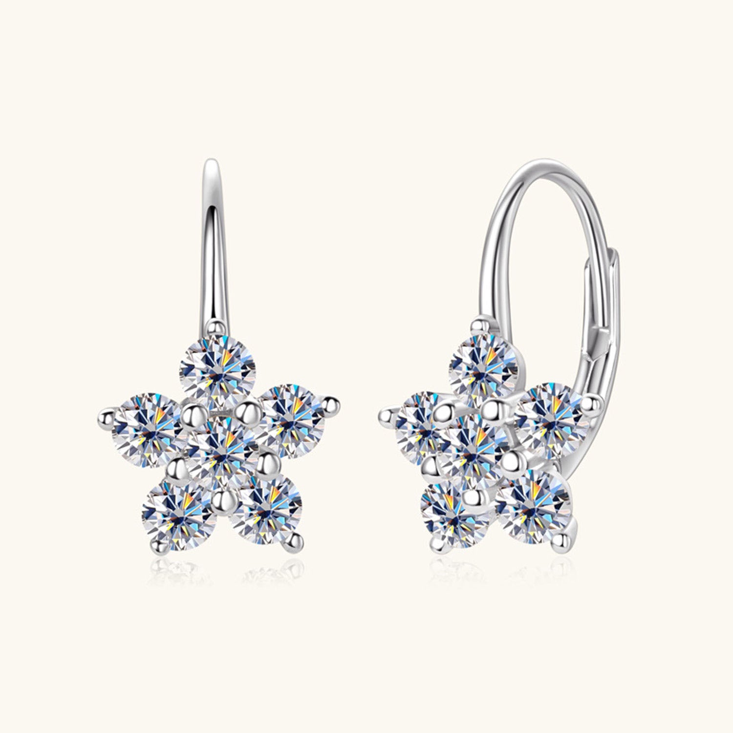 Snowflake Moissanite Drop Earrings - Silver