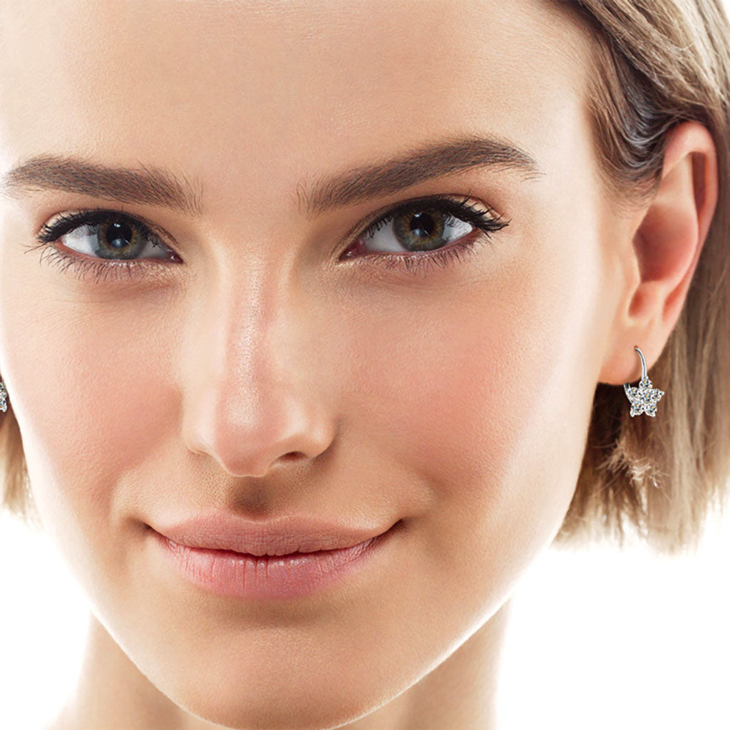 Snowflake Moissanite Drop Earrings - Silver