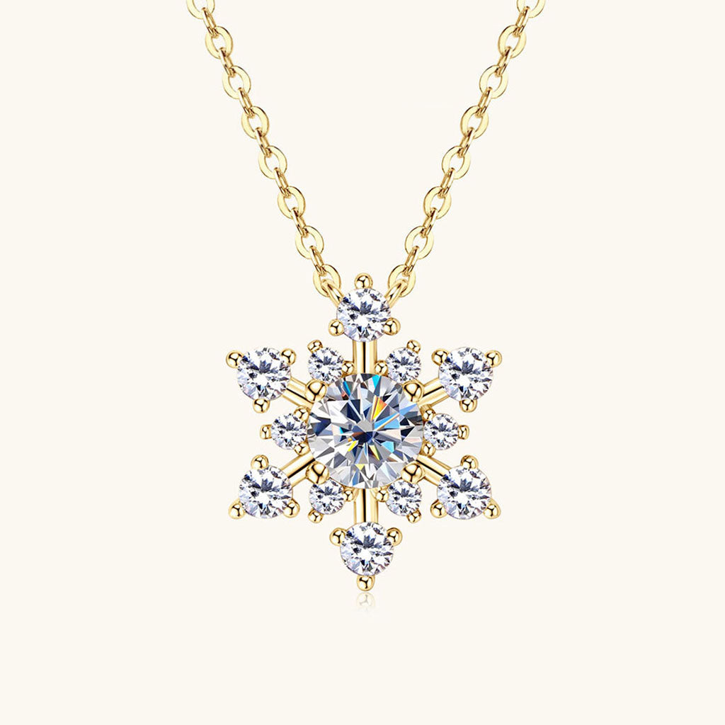 Snowflake Moissanite Necklace - Gold