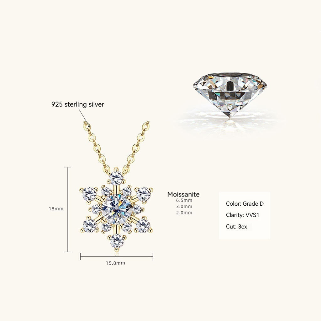 Snowflake Moissanite Necklace - Gold