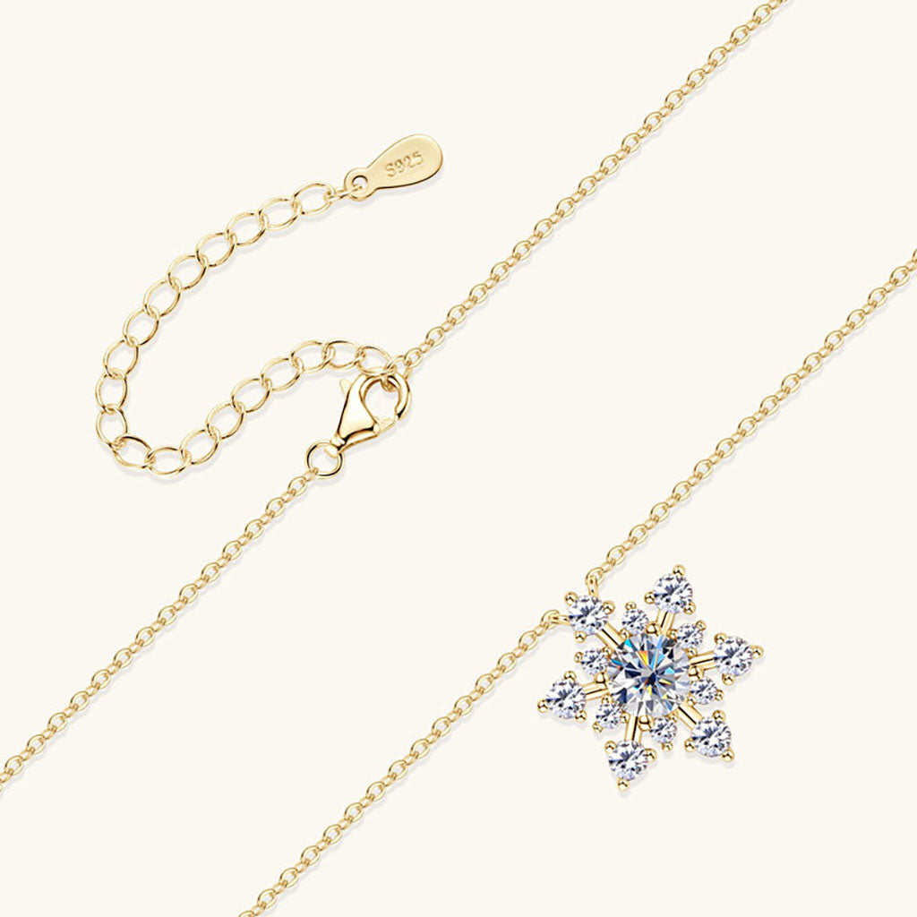 Snowflake Moissanite Necklace - Gold