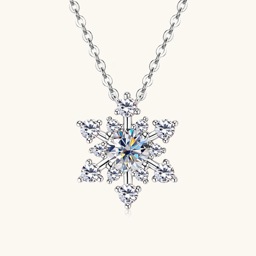 Snowflake Moissanite Necklace - Silver