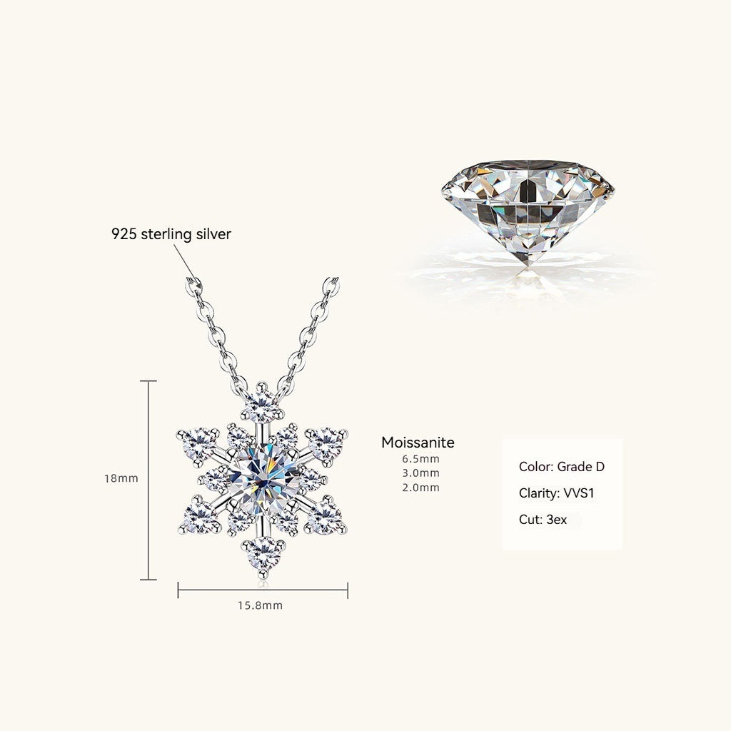Snowflake Moissanite Necklace - Silver