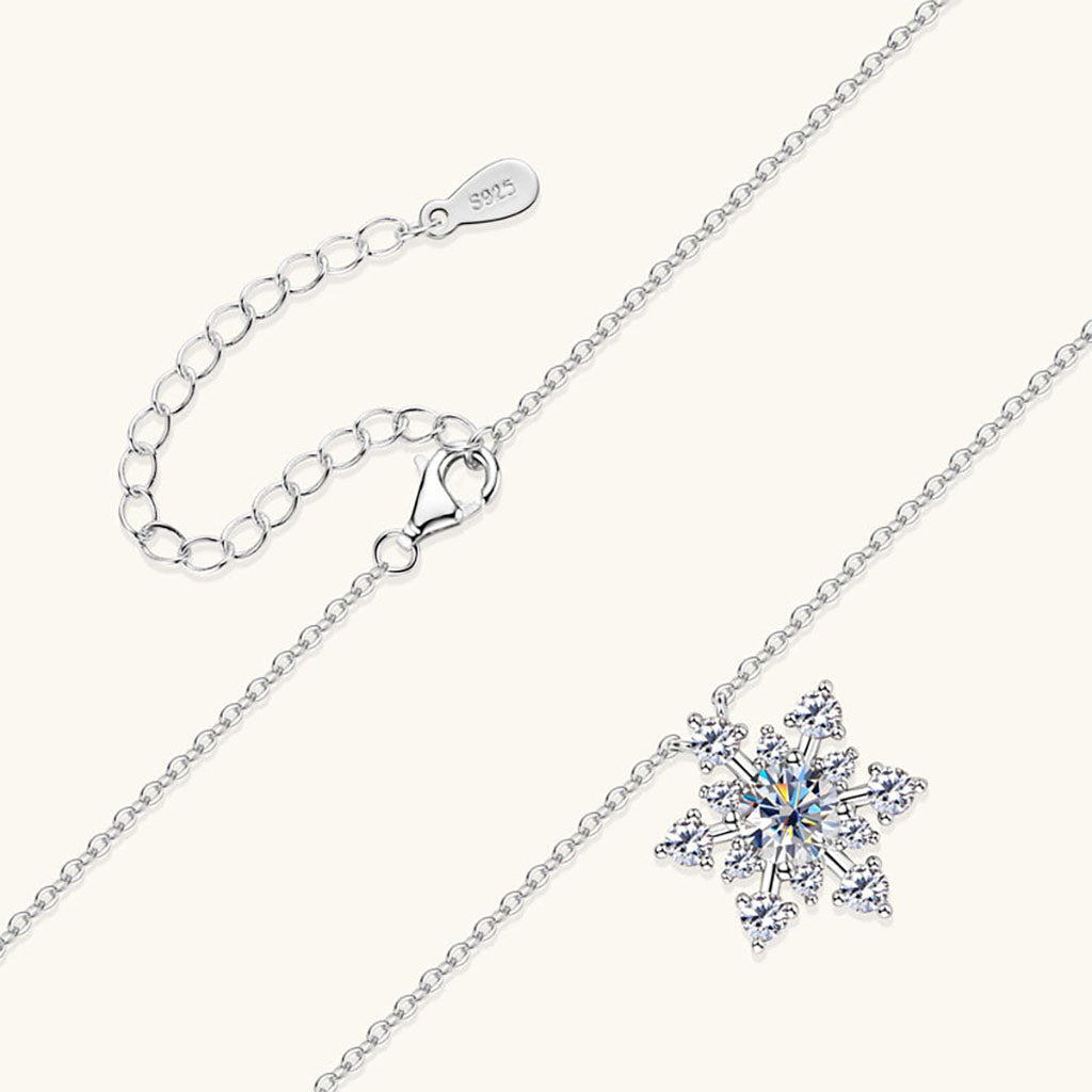 Snowflake Moissanite Necklace - Silver