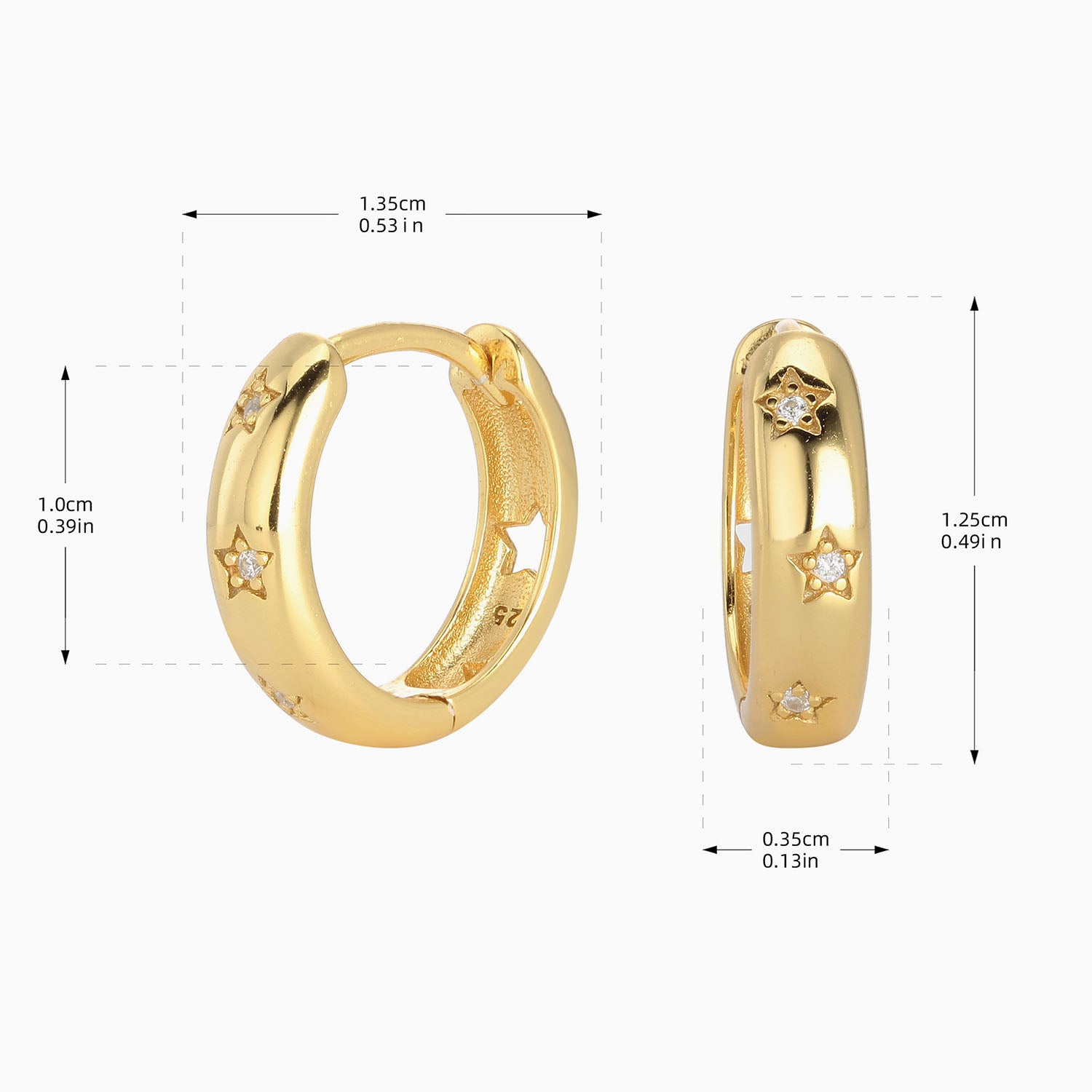 Sparkle Diamond Star Hoop Earrings - Gold