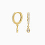 Sparkle Pear Drop Huggie Hoop Earrings - Gold