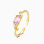 Sparkling Three Stone Open Ring - Gold