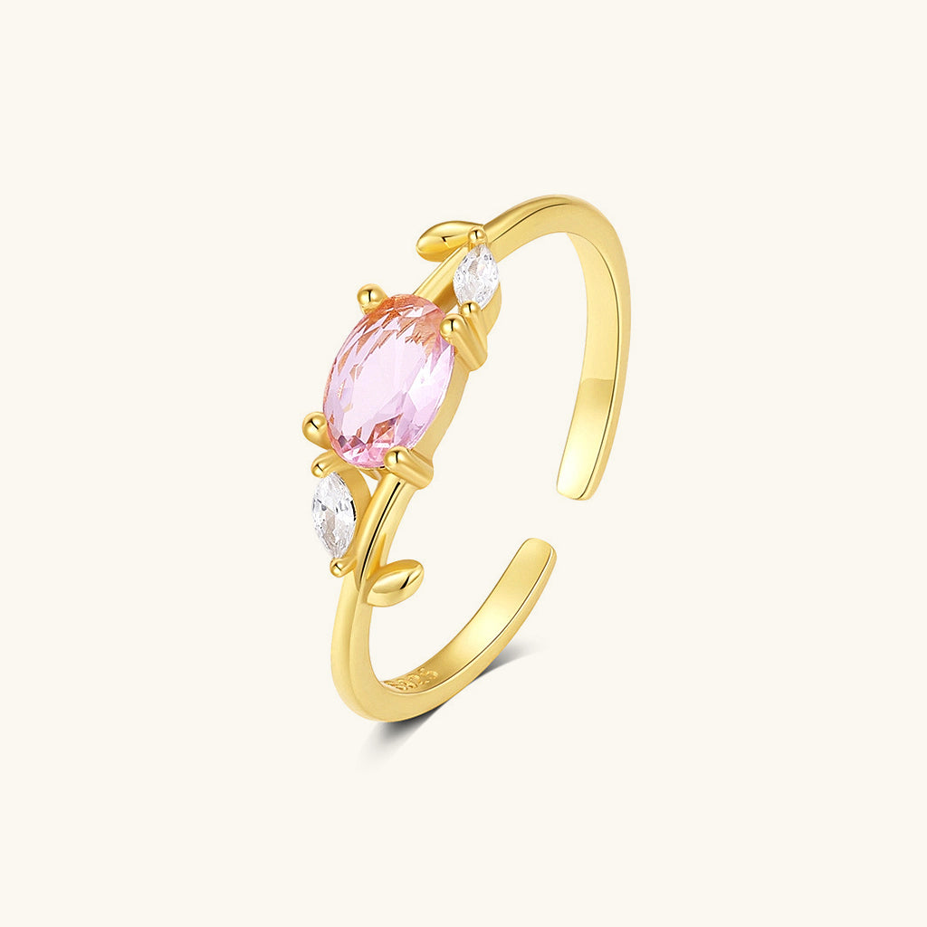 Sparkling Three Stone Open Ring - Gold