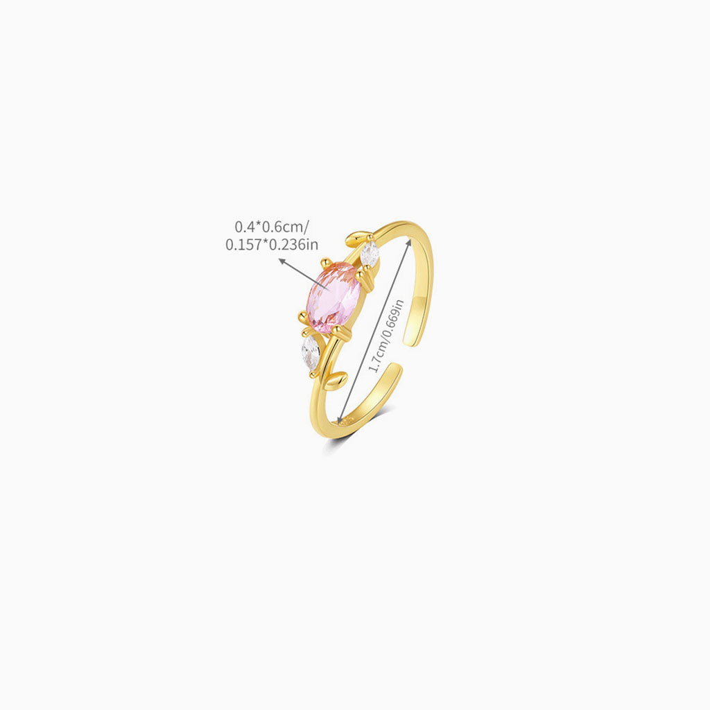 Sparkling Three Stone Open Ring - Gold