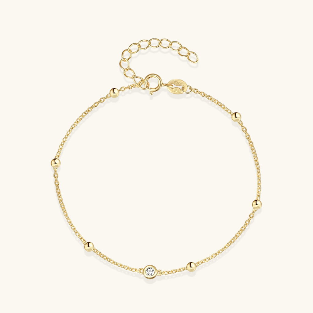 Sparkly Diamond Beaded Station Bracelet - Gold