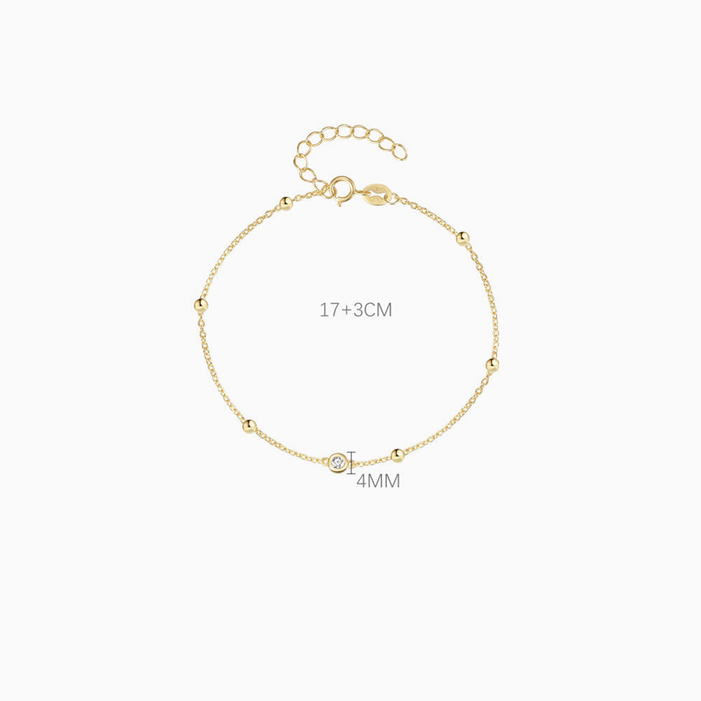 Sparkly Diamond Beaded Station Bracelet - Gold