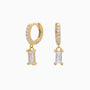 Sparkly Diamond Drop Huggie Hoop Earrings - Gold