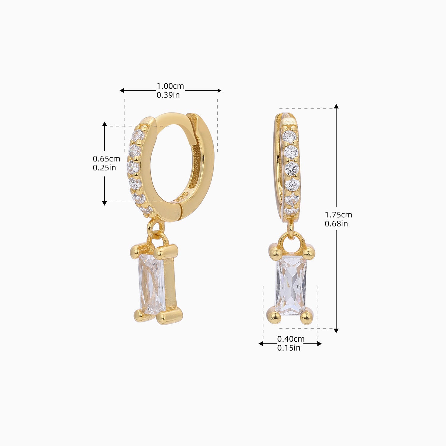 Sparkly Diamond Drop Huggie Hoop Earrings - Gold