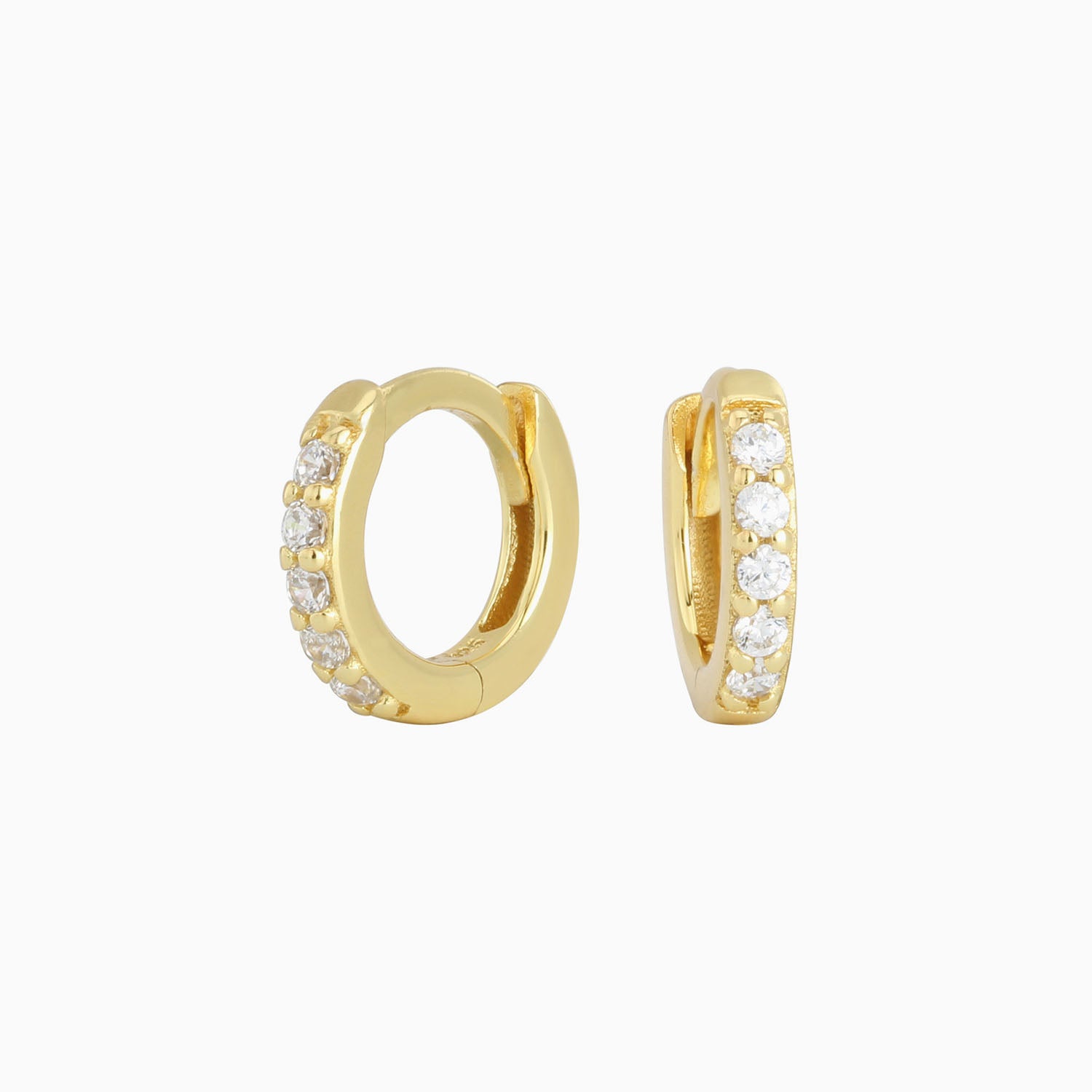 Sparkly Diamond Eternity Huggie Hoop Earrings - Gold