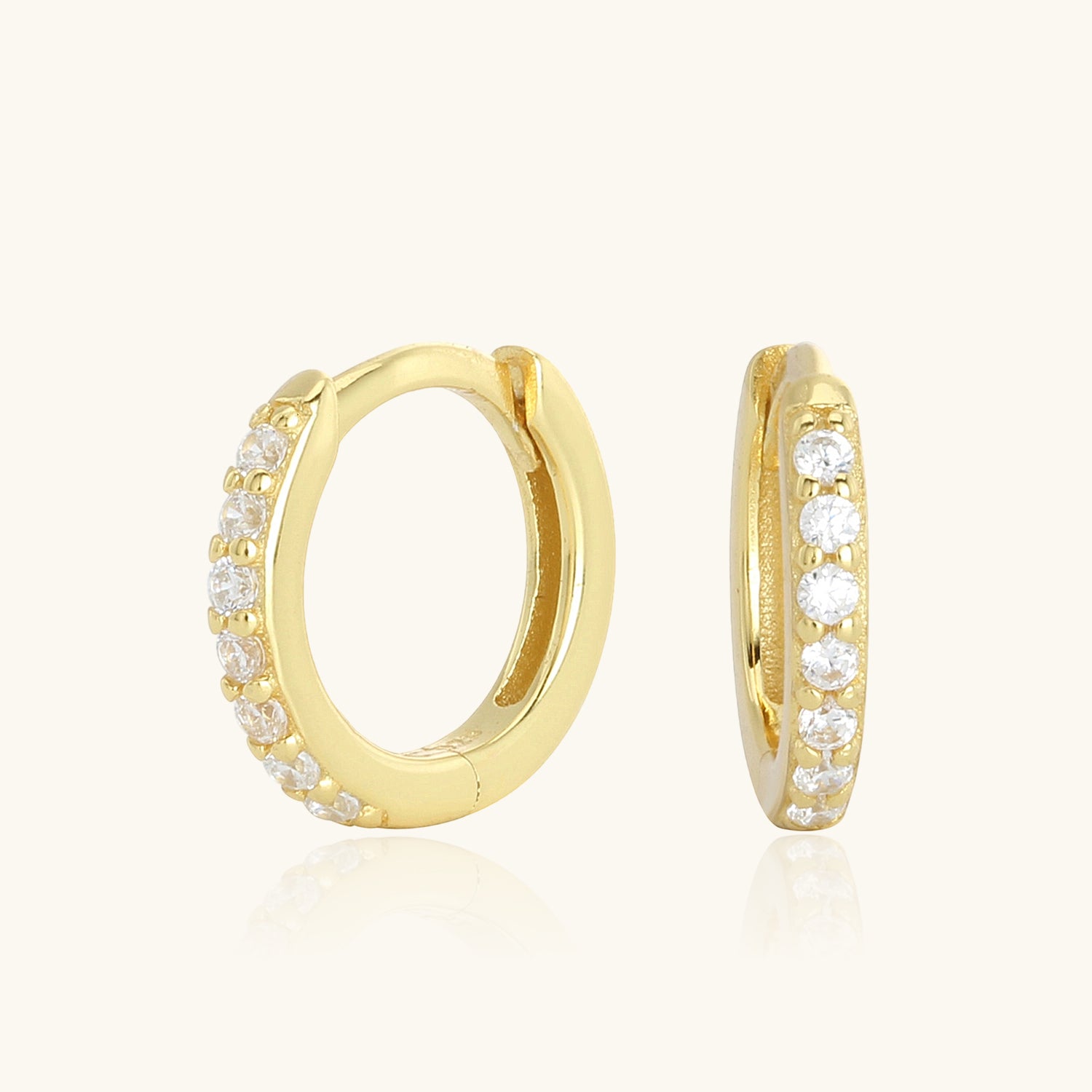 Sparkly Diamond Eternity Huggie Hoop Earrings - Gold