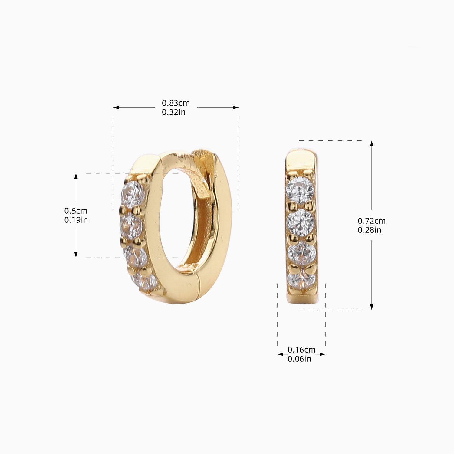 Sparkly Diamond Eternity Huggie Hoop Earrings - Gold