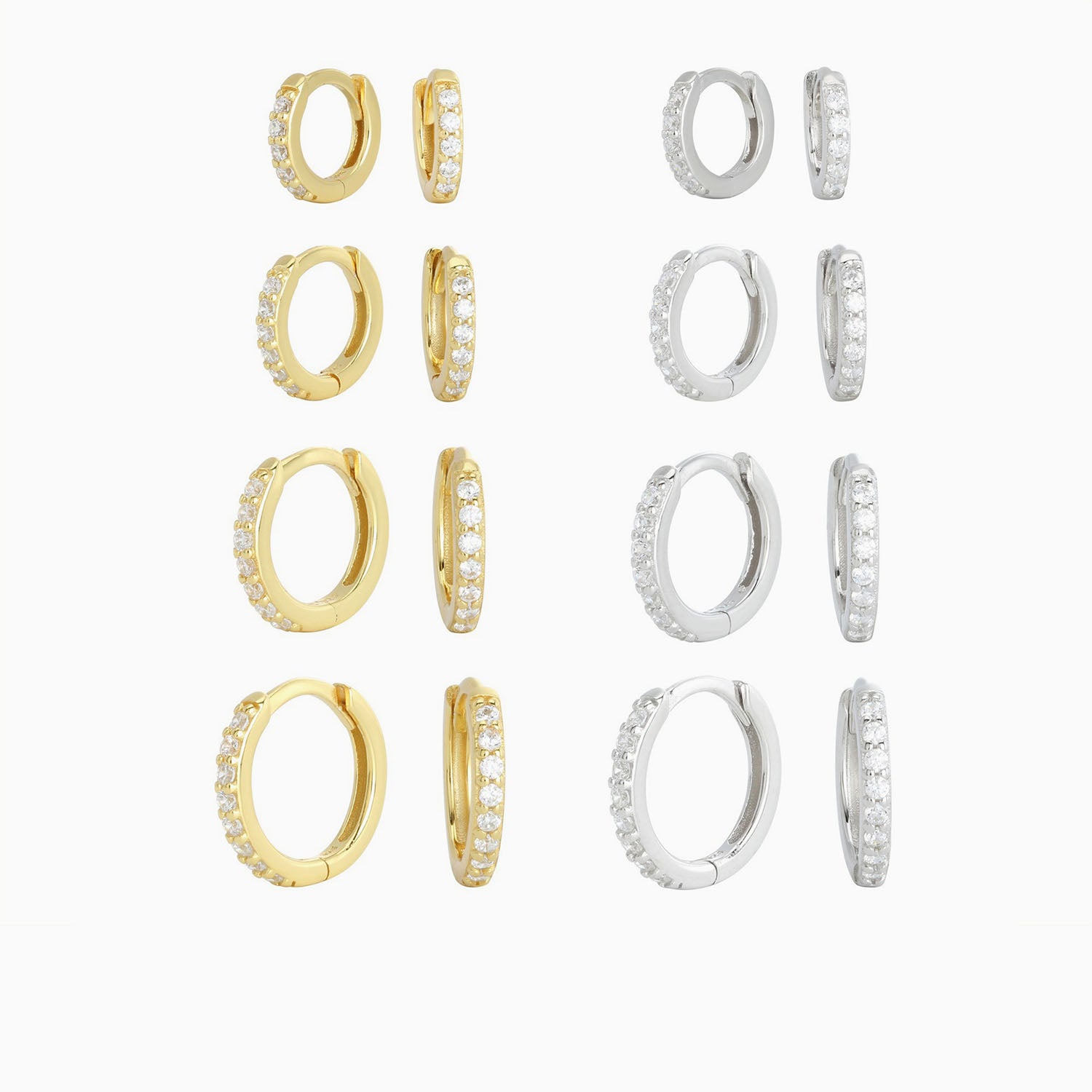 Sparkly Diamond Eternity Huggie Hoop Earrings - Gold