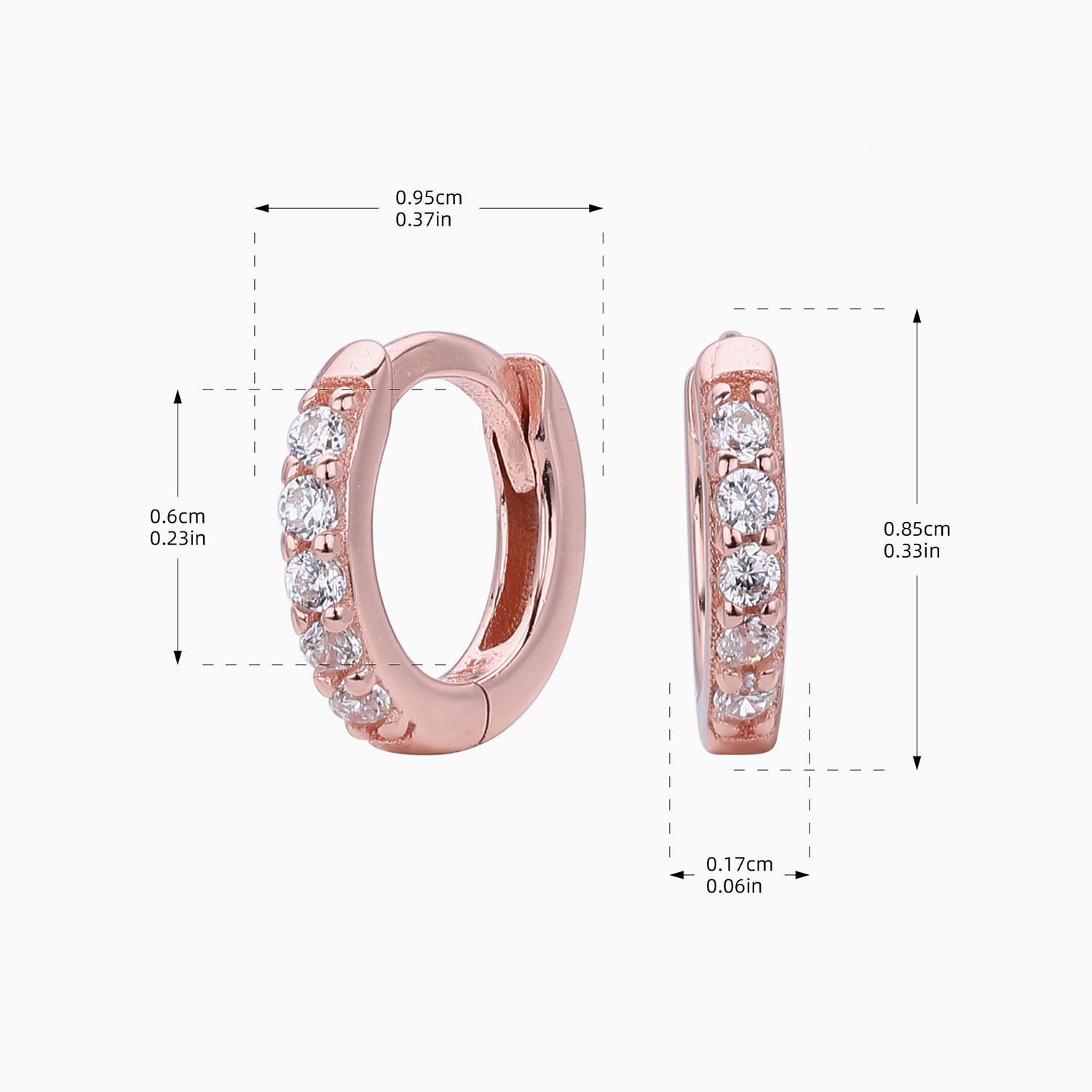 Sparkly Diamond Eternity Huggie Hoop Earrings - Rose Gold